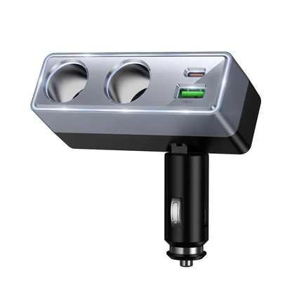 Autonabíjačka HOCO Z65B, 240W, 1 x USB-A - 1 x USB-C - 2 x Rozšírenie zapaľovača, Čierna