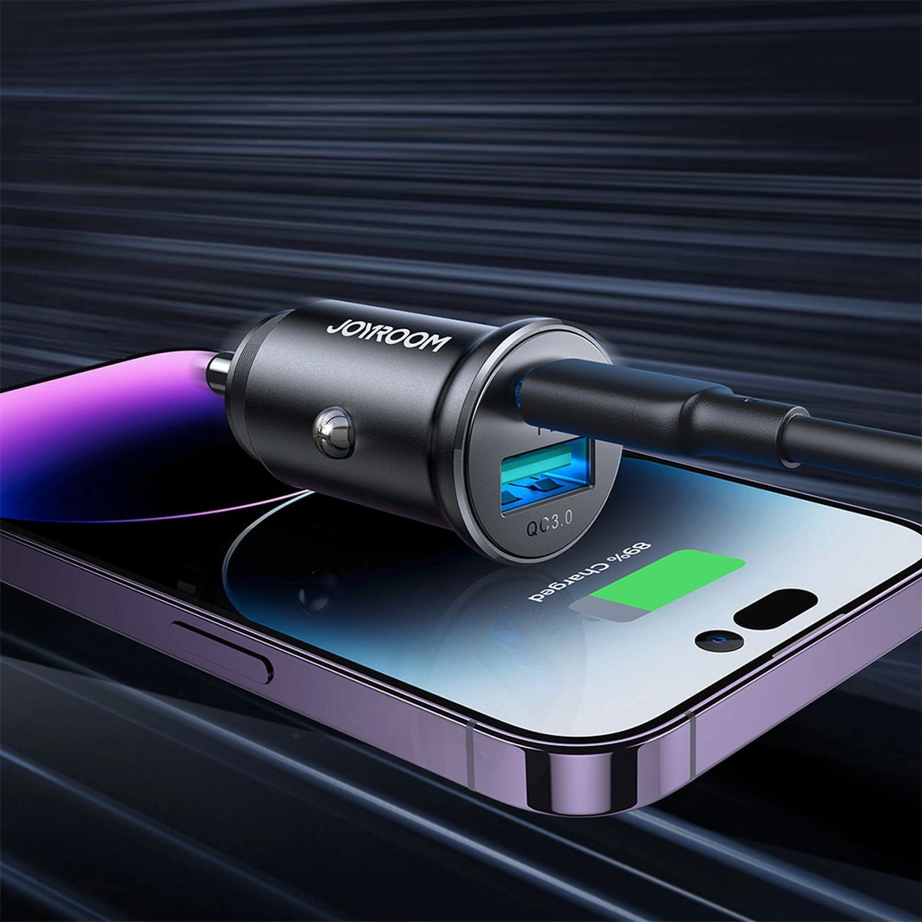 Auto nabíjačka Joyroom JR-CCN05, 30W, 3A, 1 x USB-A - 1 x USB-C, Čierna