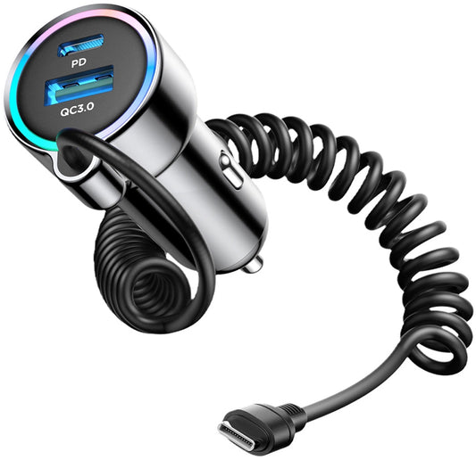 Auto nabíjačka s káblom USB-C Joyroom JR-CL07, 72W, 3A, 1 x USB-A - 1 x USB-C, Čierna
