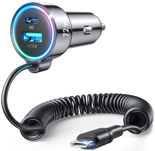 Auto nabíjačka s káblom USB-C Joyroom JR-CL07, 72W, 3A, 1 x USB-A - 1 x USB-C, Čierna