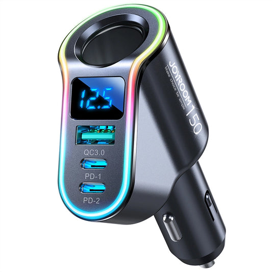 Auto nabíjačka Joyroom JR-CL21, 150W, 3A, 1 x Rozšírenie zapaľovača - 1 x USB-A - 2 x USB-C, Čierna