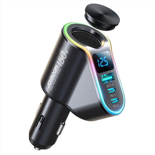 Auto nabíjačka Joyroom JR-CL21, 150W, 3A, 1 x Rozšírenie zapaľovača - 1 x USB-A - 2 x USB-C, Čierna