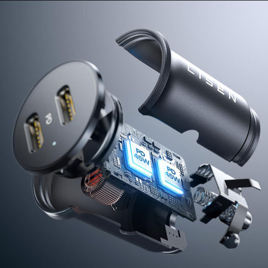 Autonabíjačka Lisen, 45W, 3A, 2 x USB-C, Čierna YL0223080007