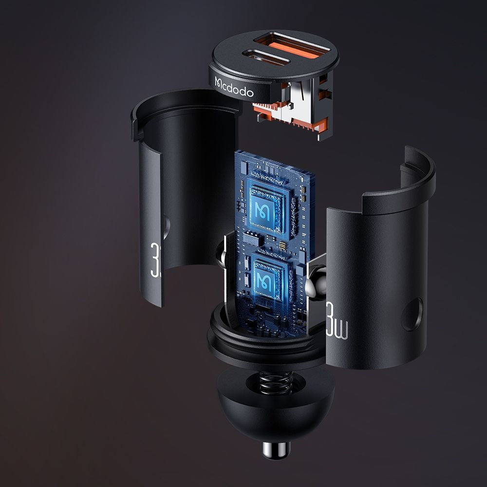 Auto nabíjačka McDodo CC-2320 Cool, 33W, 3A, 1 x USB-A - 1 x USB-C, Čierna