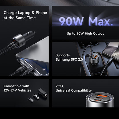 Autonabíjačka McDodo CC-3110 Gana, 90W, 3A, 1 x USB-A - 2 x USB-C, čierna
