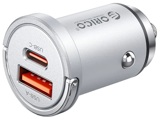Autonabíjačka Orico MiniRing Pro, 45W, 3A, 1 x USB-A - 1 x USB-C, Strieborná