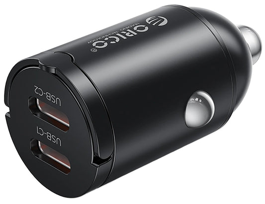 Autonabíjačka Orico MiniRing, 30W, 3A, 2 x USB-C, Čierna
