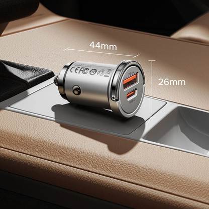 Autonabíjačka Orico MiniRing Pro, 45W, 3A, 1 x USB-A - 1 x USB-C, Strieborná