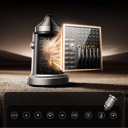 Autonabíjačka Orico MiniRing Pro, 45W, 3A, 1 x USB-A - 1 x USB-C, Strieborná