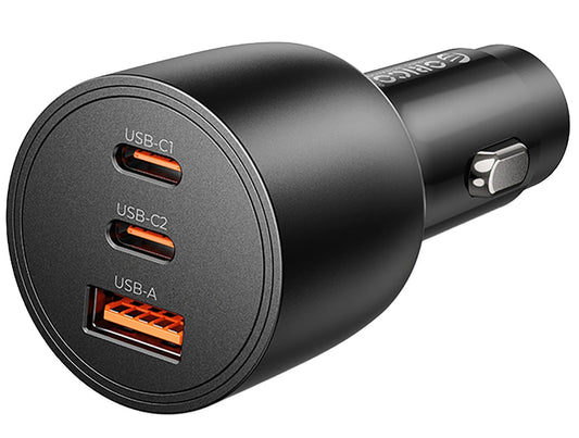 Autonabíjačka Orico PowerLink, 165W, 5A, 1 x USB-A - 2 x USB-C, Čierna