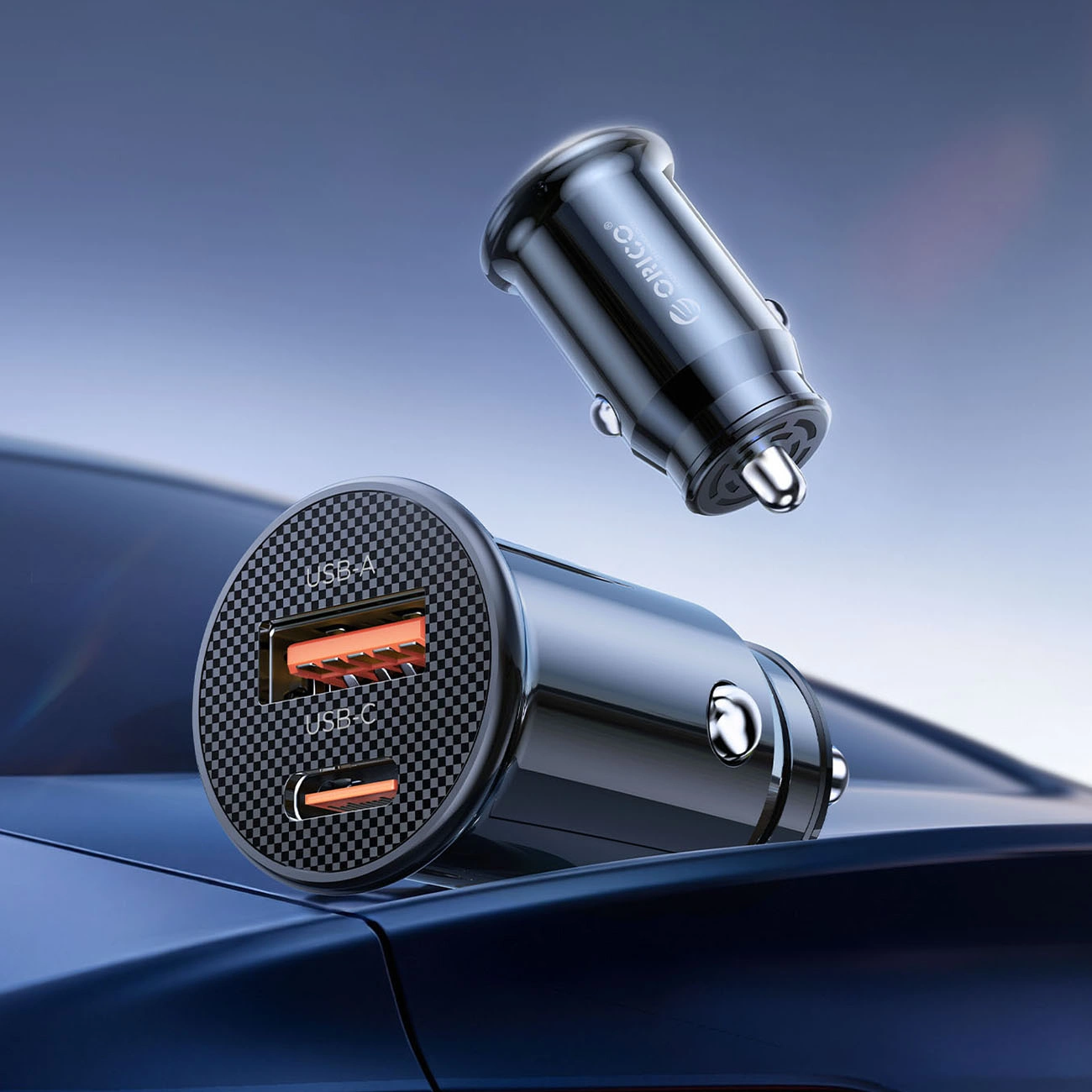 Autonabíjačka Orico PowerMini, 30W, 3A, 1 x USB-A - 1 x USB-C, Čierna