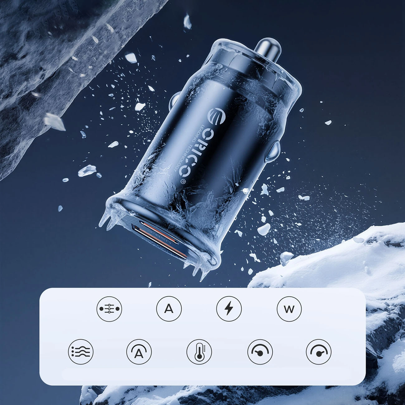Autonabíjačka Orico PowerMini, 30W, 3A, 1 x USB-A - 1 x USB-C, Čierna