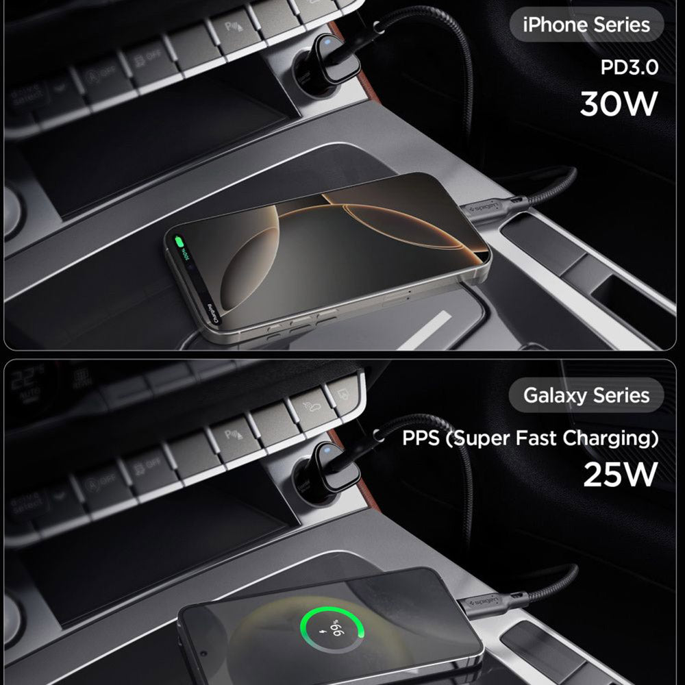 Auto nabíjačka Spigen EV301 Essential, 30W, 3A, 1 x USB-C, Čierna