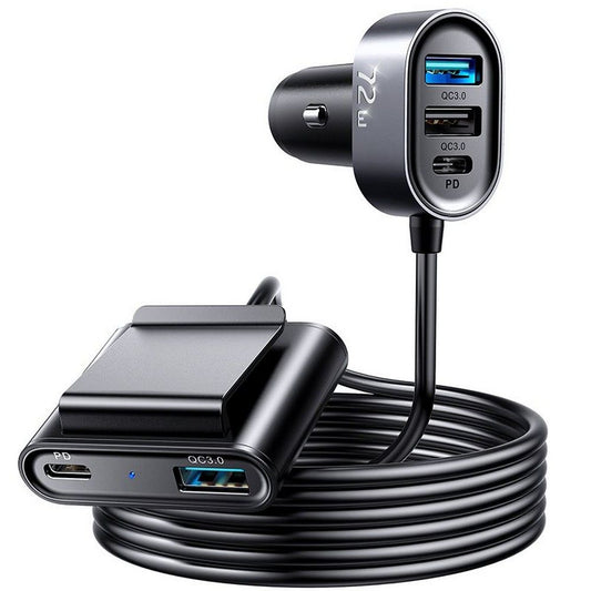 Auto nabíjačka Joyroom JR-CL05, 72W, 3A, 2 x USB-C - 3 x USB-A, Čierna