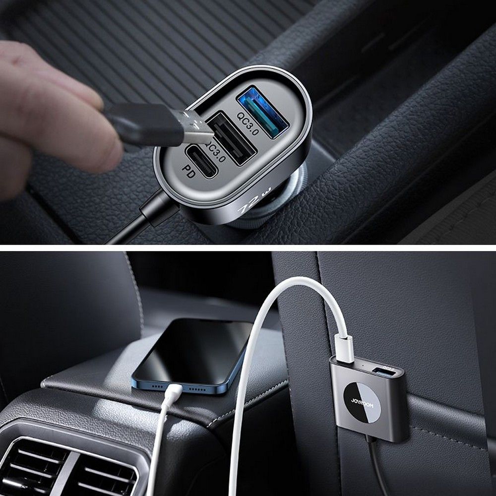 Auto nabíjačka Joyroom JR-CL05, 72W, 3A, 2 x USB-C - 3 x USB-A, Čierna