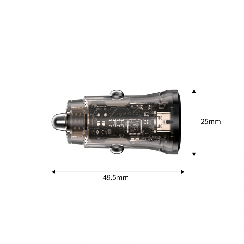 Auto nabíjačka Tech-Protect CC01, 45W, 5A, 1 x USB-A - 1 x USB-C, čierna