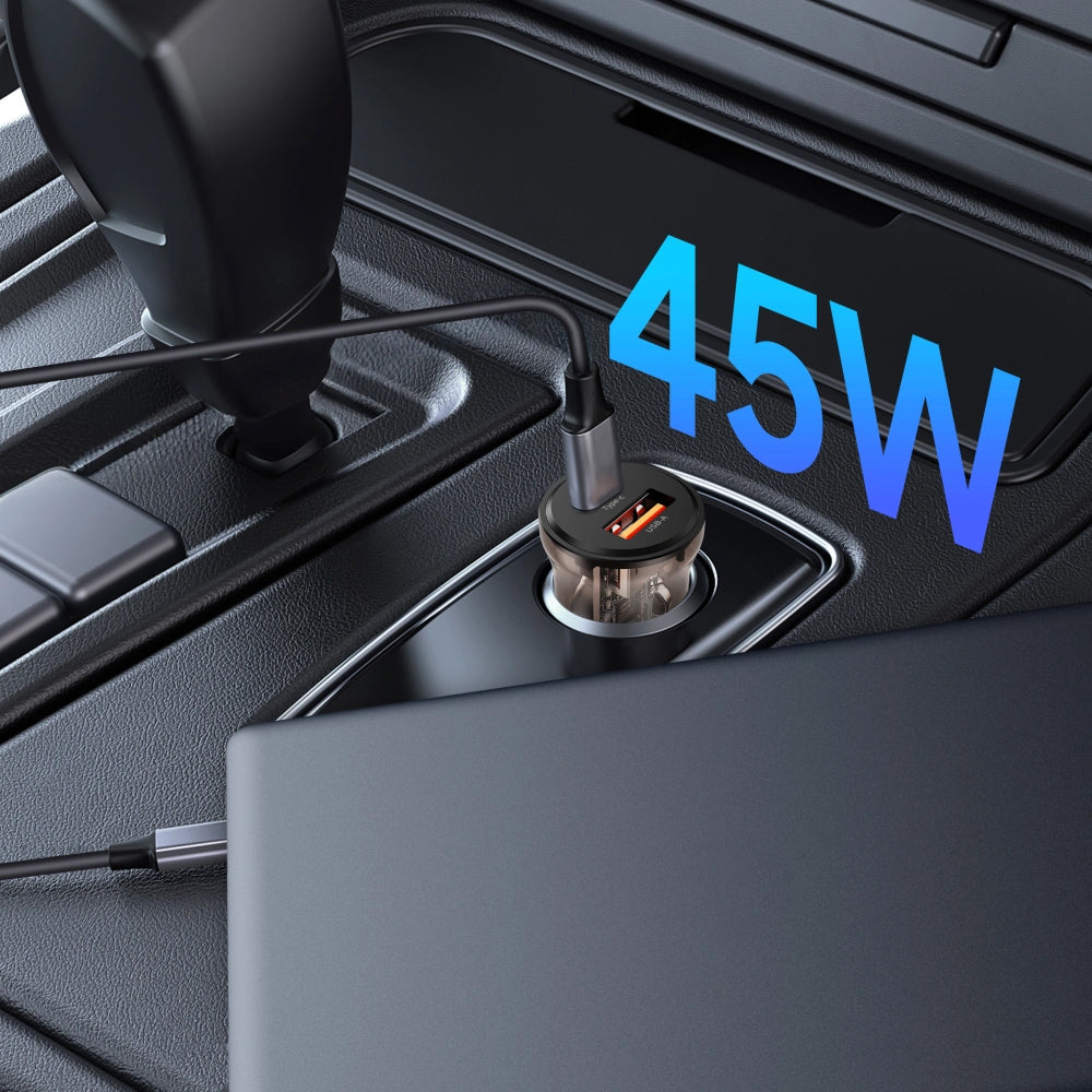 Auto nabíjačka Tech-Protect CC01, 45W, 5A, 1 x USB-A - 1 x USB-C, čierna
