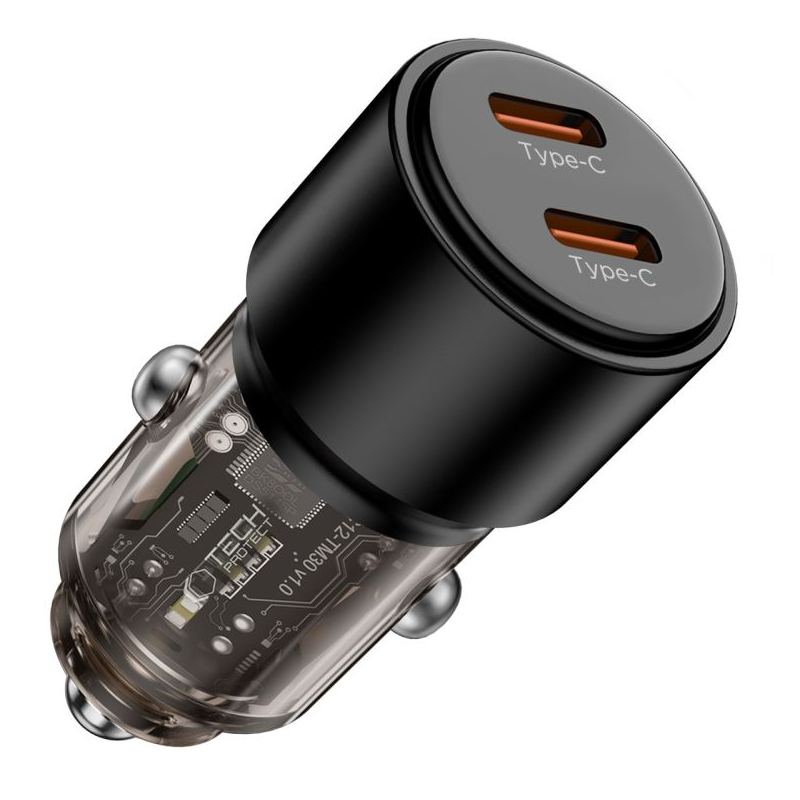 Auto nabíjačka Tech-Protect CC03, 100W, 3,25A, 2 x USB-C, čierna