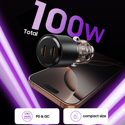 Auto nabíjačka Tech-Protect CC03, 100W, 3,25A, 2 x USB-C, čierna