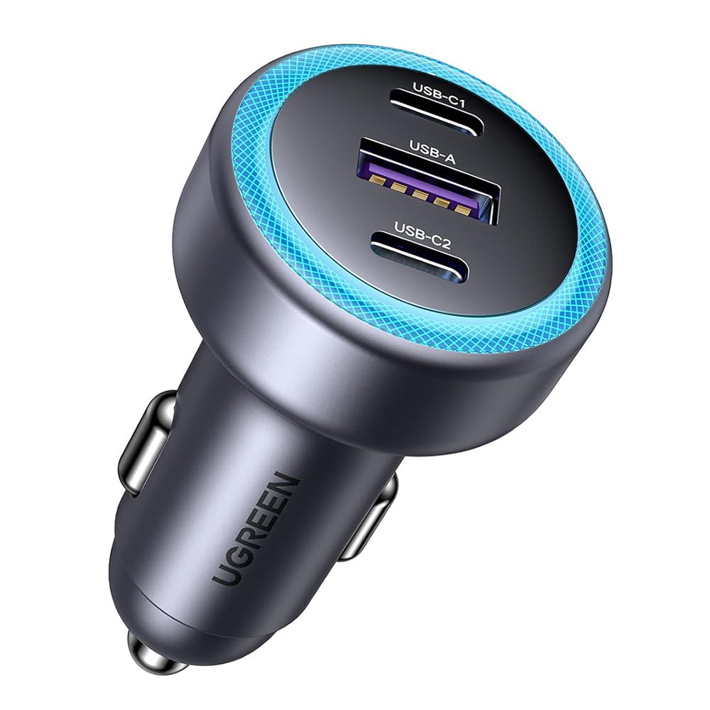Autonabíjačka UGREEN EC307, 30W, 3A, 1 x USB-A - 2 x USB-C, Sivá