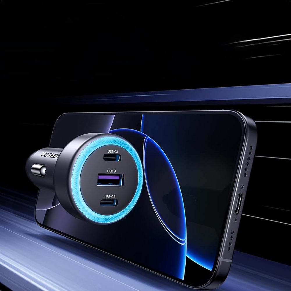 Autonabíjačka UGREEN EC307, 30W, 3A, 1 x USB-A - 2 x USB-C, Sivá