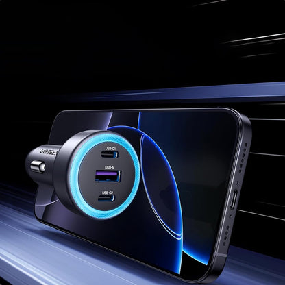Autonabíjačka UGREEN EC307, 30W, 3A, 1 x USB-A - 2 x USB-C, Sivá