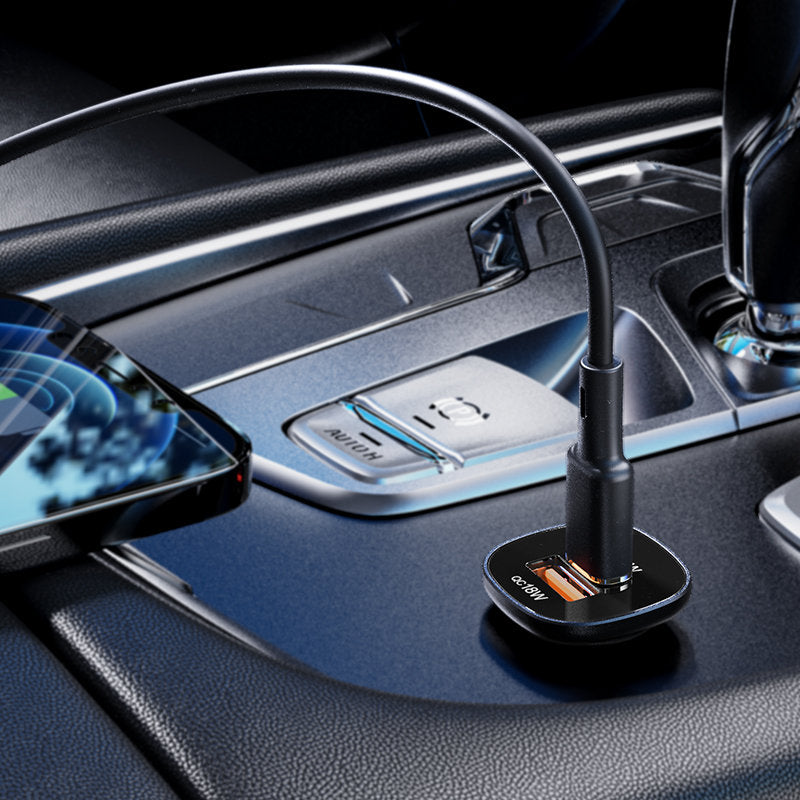 Auto nabíjačka Acefast B1, 38W, 3A, 1 x USB-A - 1 x USB-C, Čierna