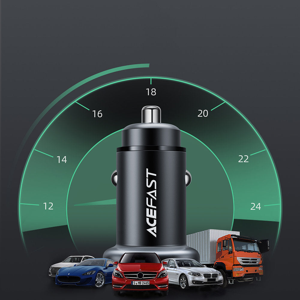 Auto nabíjačka Acefast B1, 38W, 3A, 1 x USB-A - 1 x USB-C, Čierna