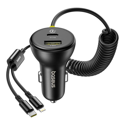 Auto nabíjačka s káblom USB-C / Lightning Baseus Circular, 60W, 3A, 1 x USB-A - 1 x USB-C, Čierna C00035902121-00