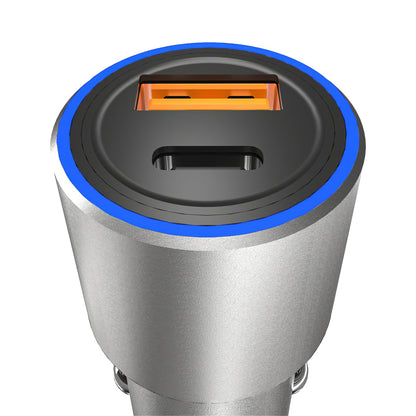 USB autonabíjačka Dudao R4PQ, 1 x USB - 1 x USB Typ-C, 22,5 W, Quick Charge - Power Delivery, sivá