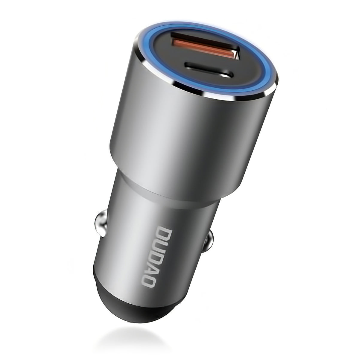 USB autonabíjačka Dudao R4PQ, 1 x USB - 1 x USB Typ-C, 22,5 W, Quick Charge - Power Delivery, sivá
