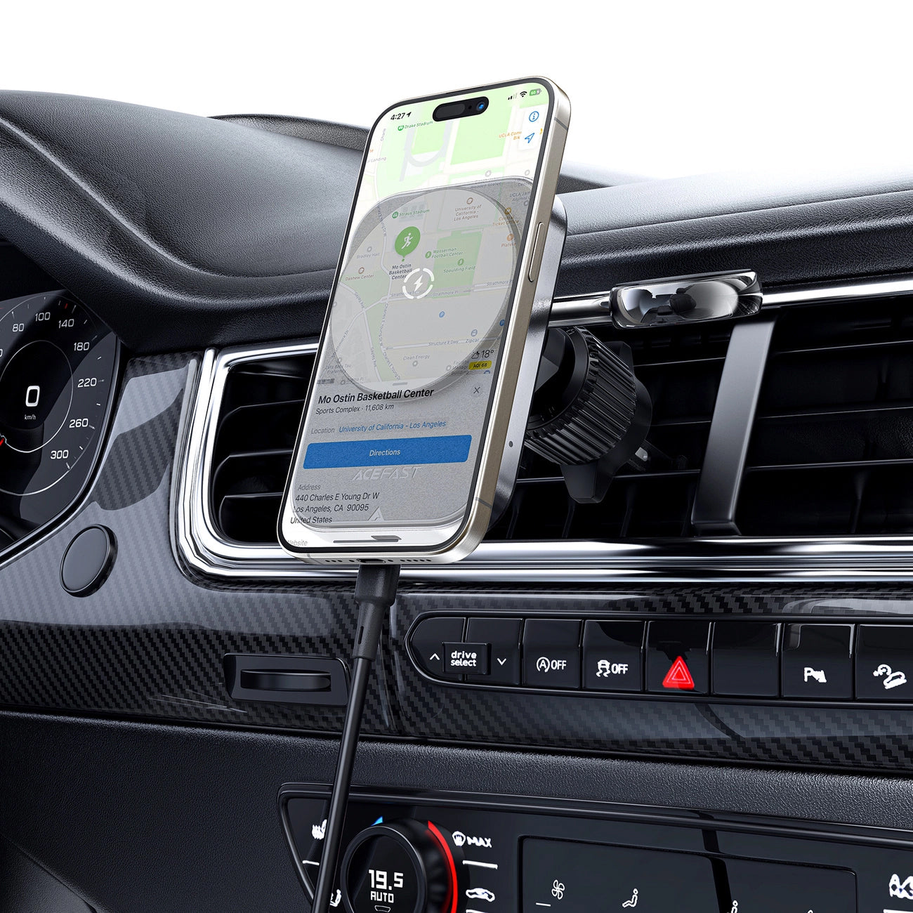 Bezdrôtová autonabíjačka Acefast D18 2v1, 15W, 1.67A, čierna