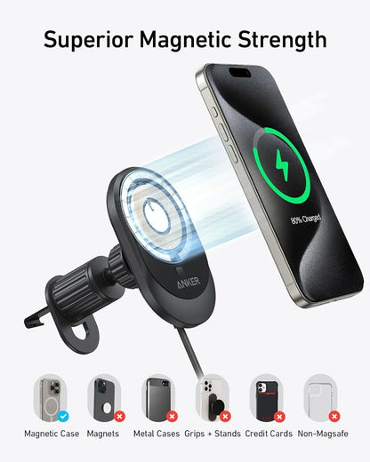 Anker MagGo Wireless Car Charger, 15W, 1.67A, Black B2932G11