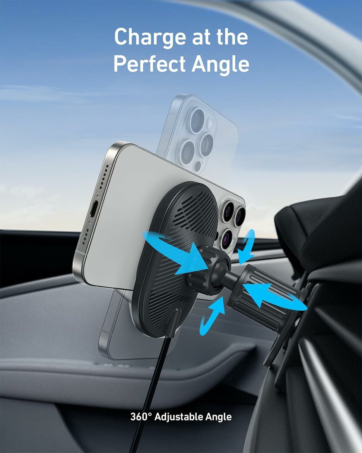 Anker MagGo Wireless Car Charger, 15W, 1.67A, Black B2932G11