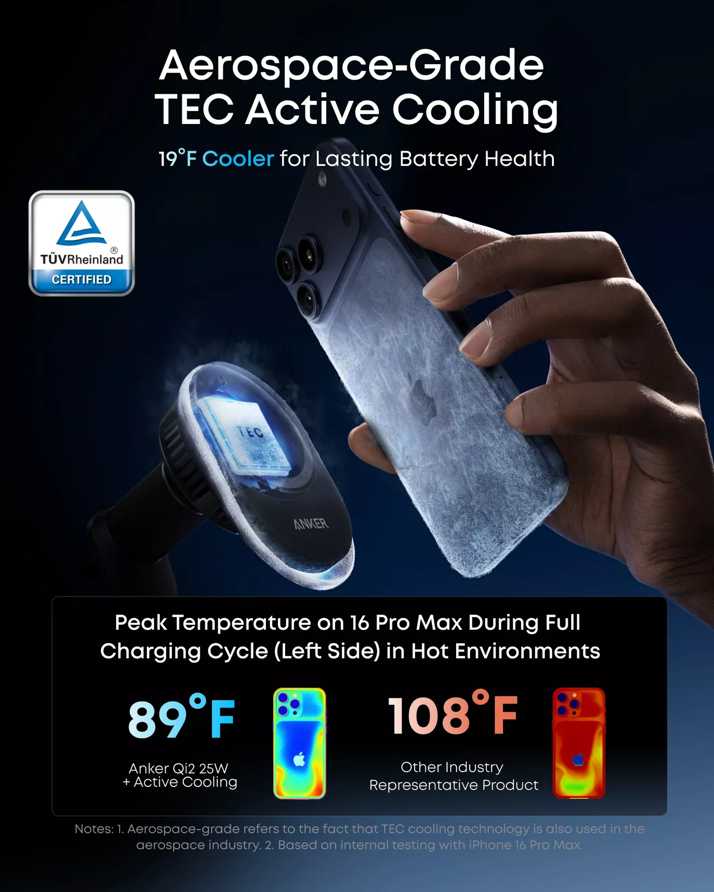 Bezdrôtová autonabíjačka Anker Prime MagGo AirCool, 25W, Čierna B2933H11