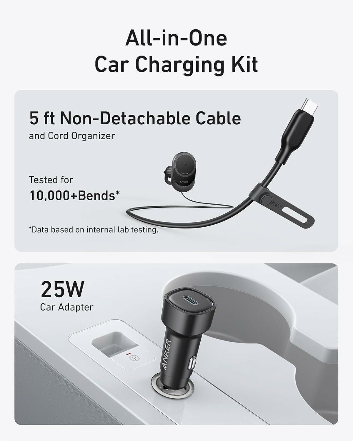 Anker MagGo Wireless Car Charger, 15W, 1.67A, Black B2932G11