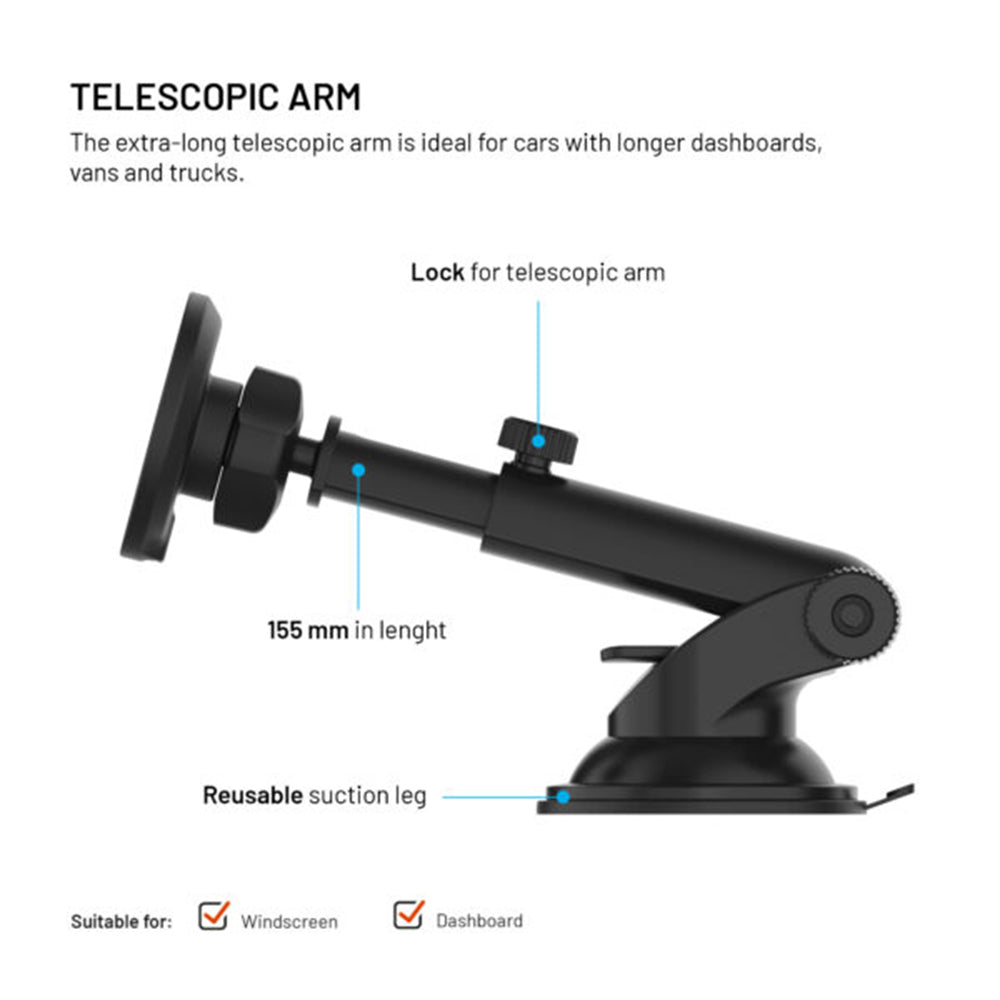 Fixed MagRound 2 XL Wireless Car Charger, 15W, 1.67A, Black