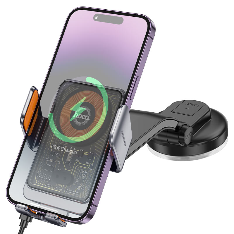 Bezdrôtová autonabíjačka HOCO HW8, 15W, 1.67A, Čierna