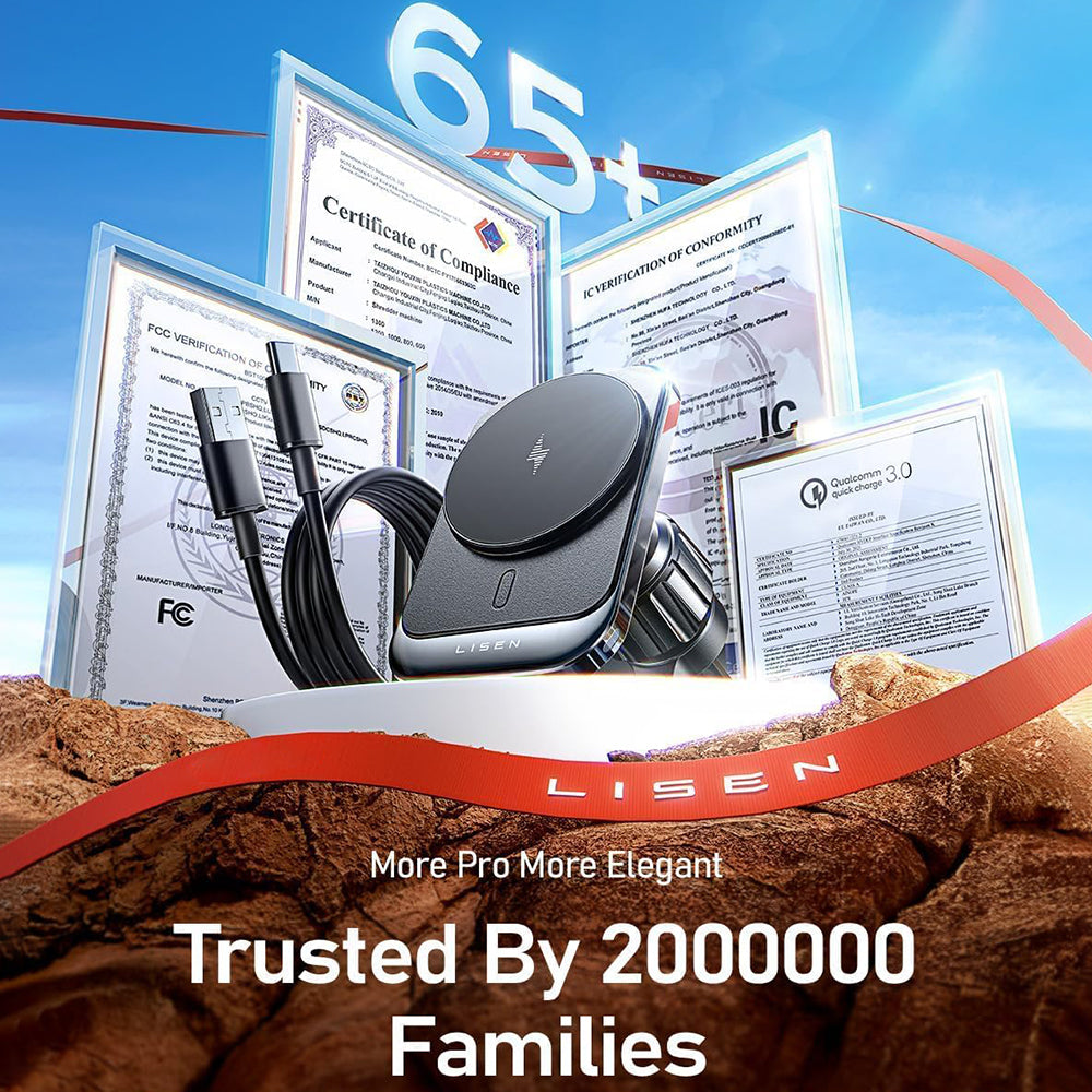 Bezdrôtová autonabíjačka Lisen, 15W, 1.67A, Čierna YL0223070009