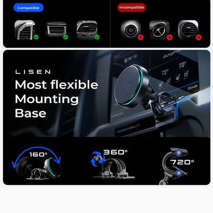 Bezdrôtová autonabíjačka Lisen W116, 25W, čierna YL0225060018
