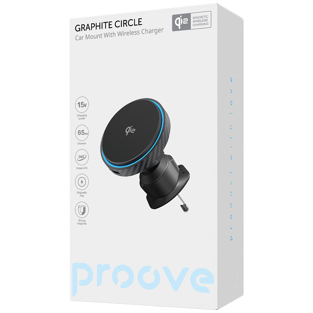 Bezdrôtová autonabíjačka Proove Graphite Circle, 15W, 1.67A, Čierna WHGC15010001