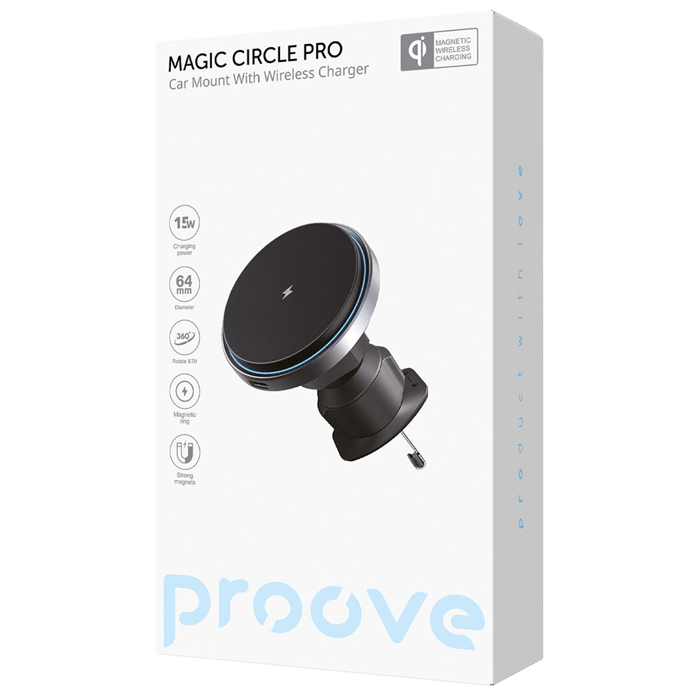 Bezdrôtová autonabíjačka Proove Magic Circle Pro, 15W, 1.67A, Čierna WHMP15010001