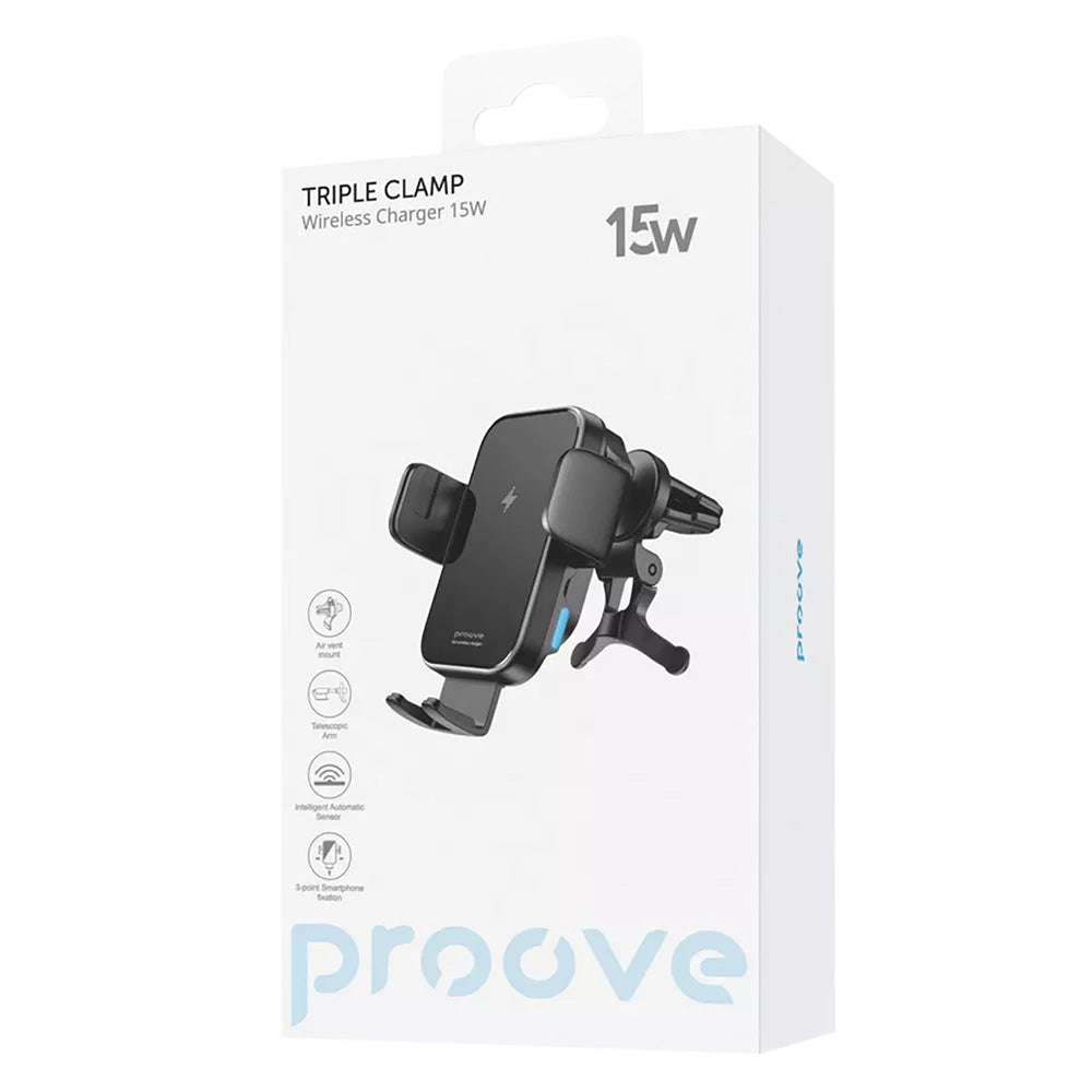 Bezdrôtová autonabíjačka Proove Triple Clamp, 15W, 1.67A, Čierna WHTC15010001