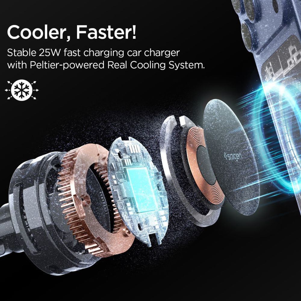 Bezdrôtová autonabíjačka Spigen Essential, 25W, 1.67A, Čierna