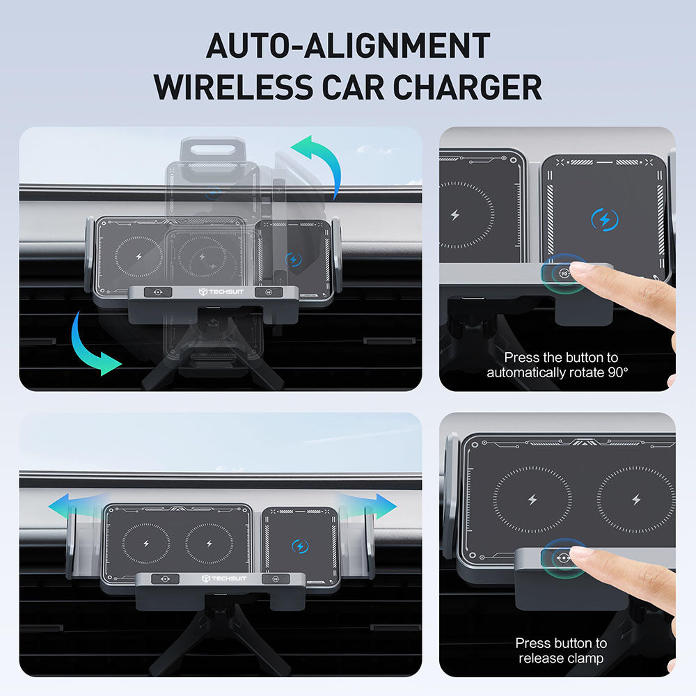 Bezdrôtová autonabíjačka Techsuit SW1 ModoDock, 15W, 1.67A, čierna