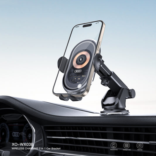 Bezdrôtová autonabíjačka XO Design WX038, 15W, 1.67A, Čierna