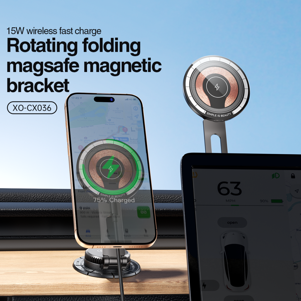 Bezdrôtová autonabíjačka XO Design CX036, 15W, 1.67A, Čierna