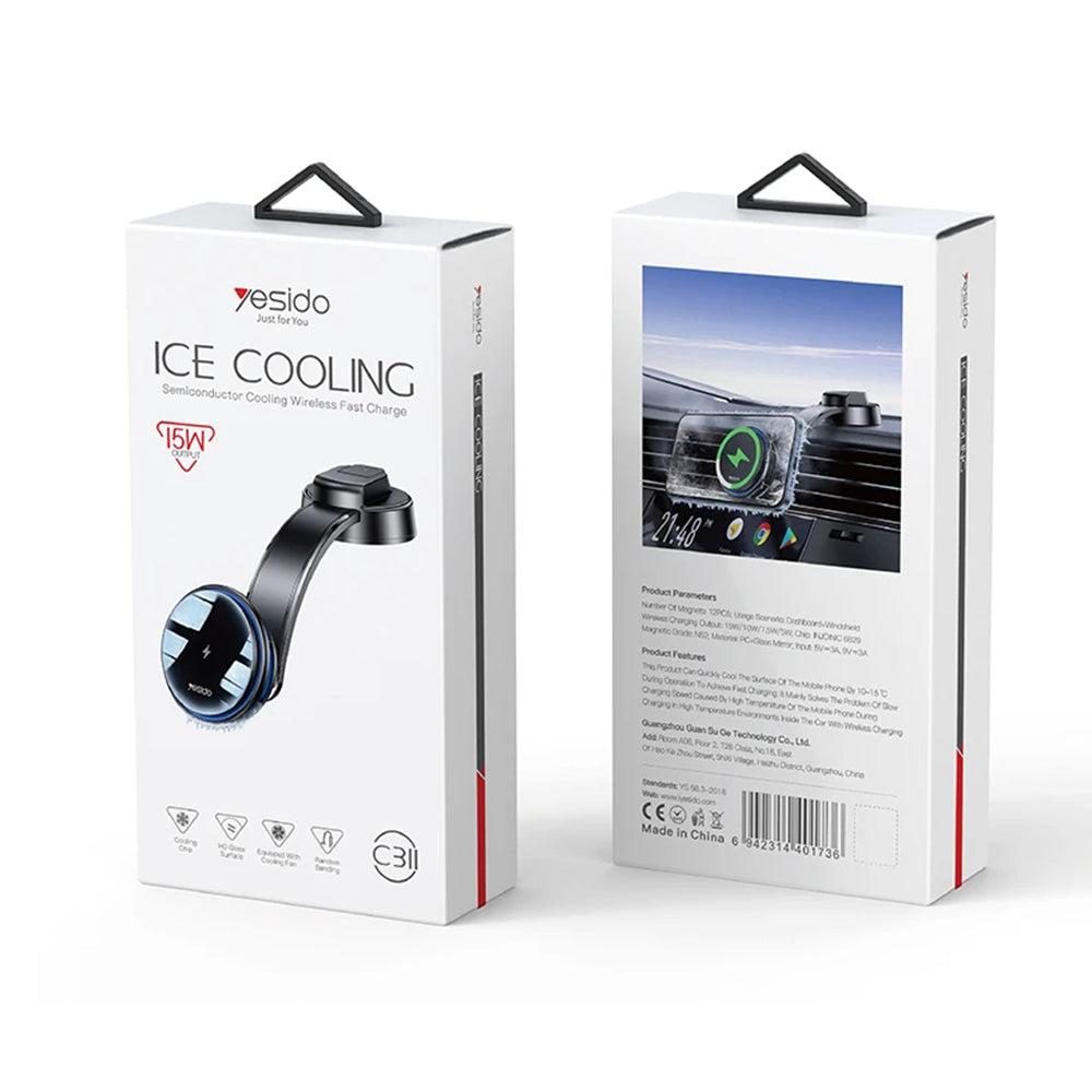 Bezdrôtová autonabíjačka Yesido C311, 15W, 1.67A, Čierna