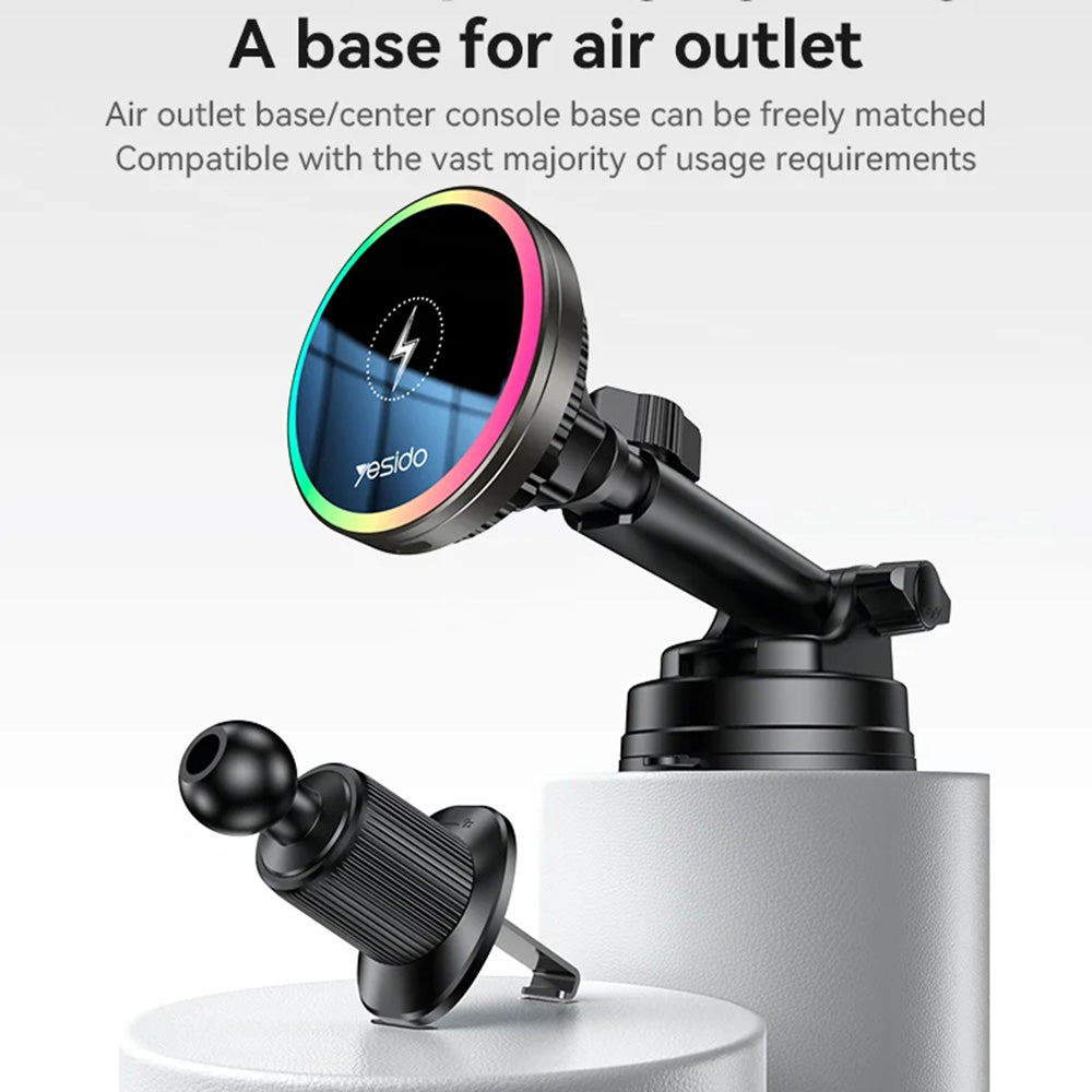 Bezdrôtová autonabíjačka Yesido C315, 15W, 1.67A, Čierna