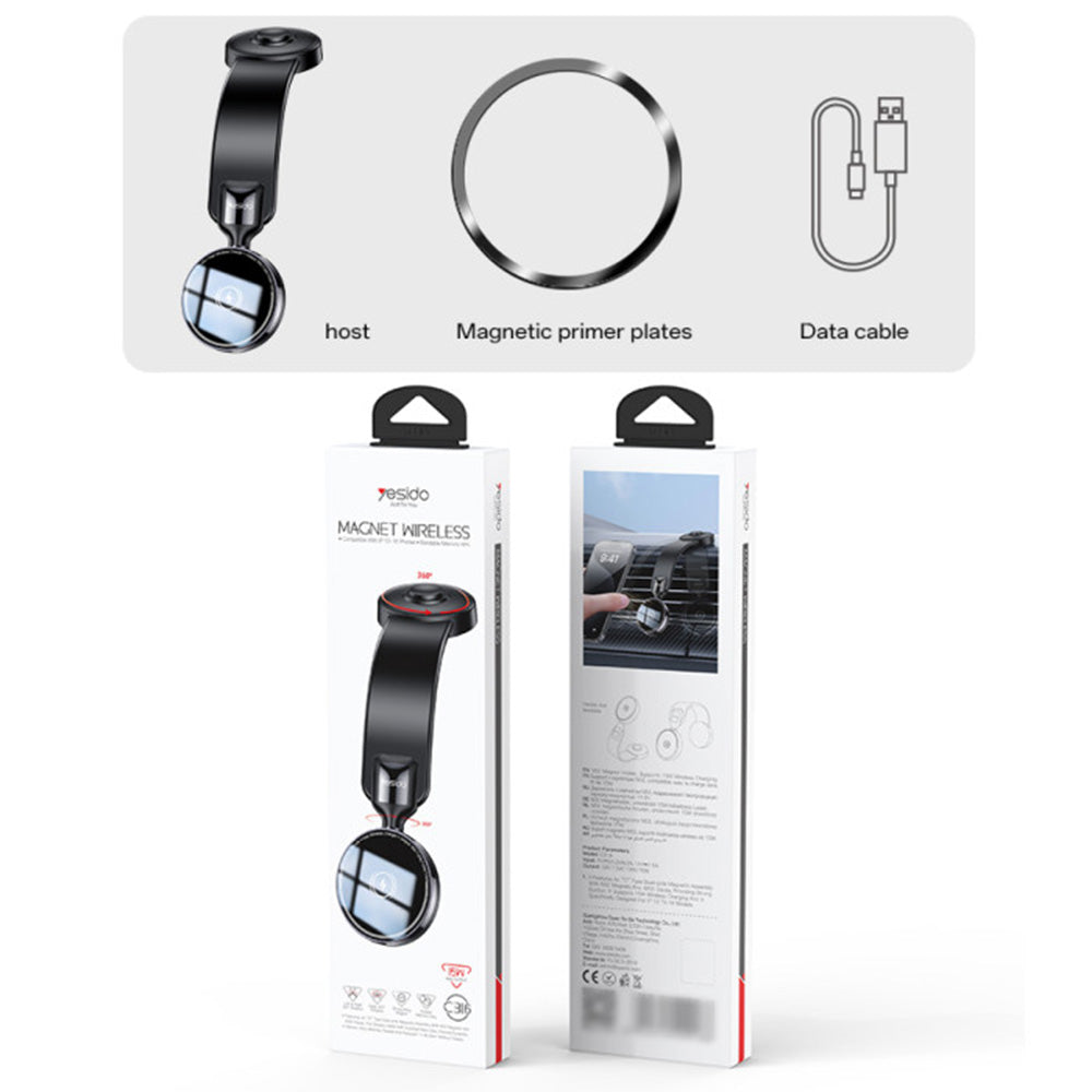 Bezdrôtová autonabíjačka Yesido C316, 15W, 1.67A, Čierna